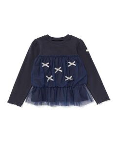 SLAP SLIP / スラップ スリップ Tシャツ | リボンいっぱいギャザーチュールドッキングトップス(90~130cm)