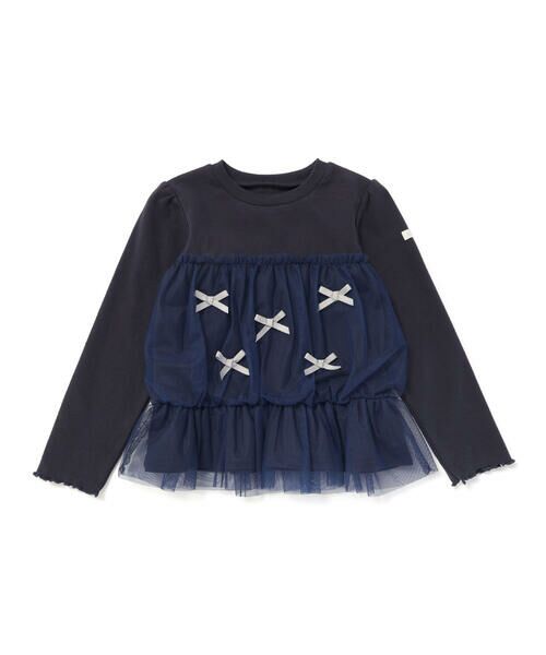 SLAP SLIP/スラップ スリップ リボンいっぱいギャザーチュールドッキングトップス(90~130cm) ネイビー 90cm SLAP SLIP/スラップ スリップ リボンいっぱいギャザーチュールドッキングトップス(90~130cm) ネイビー 90cm