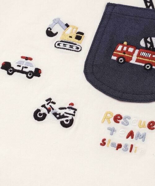 SLAP SLIP / スラップ スリップ Tシャツ | 【お揃い】はたらくくるま恐竜刺しゅう胸ポケット付きラグランTシャツ(80~130cm) | 詳細4