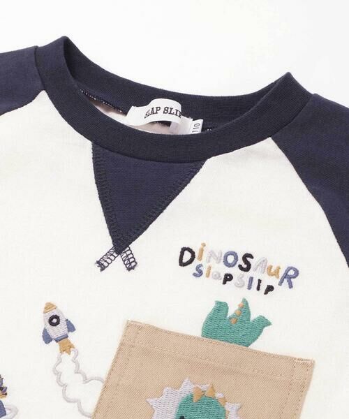 SLAP SLIP / スラップ スリップ Tシャツ | 【お揃い】はたらくくるま恐竜刺しゅう胸ポケット付きラグランTシャツ(80~130cm) | 詳細8