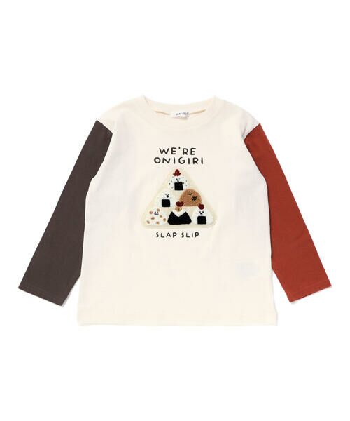 SLAP SLIP / スラップ スリップ Tシャツ | 【お揃い】おにぎりサガラ刺しゅう袖配色Tシャツ(80~130cm) | 詳細3