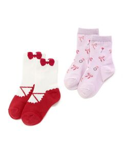 SLAP SLIP / スラップ スリップ ソックス | バレエシューズ風デザイン+いろいろ総柄ソックス2点セット(13~21cm)