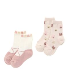 SLAP SLIP / スラップ スリップ ソックス | バレエシューズ風デザイン+いろいろ総柄ソックス2点セット(13~21cm)