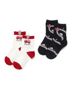SLAP SLIP / スラップ スリップ ソックス | 消防車おにぎり恐竜ワンポイント+いろいろ総柄ソックス2点セット(13~21cm)