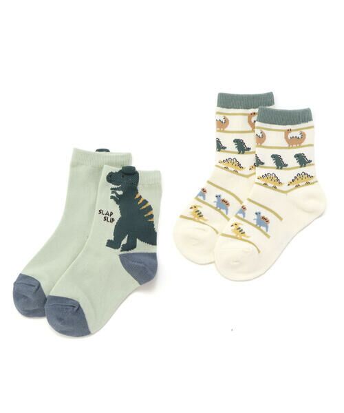 SLAP SLIP / スラップ スリップ ソックス | 消防車おにぎり恐竜ワンポイント+いろいろ総柄ソックス2点セット(13~21cm) | 詳細12
