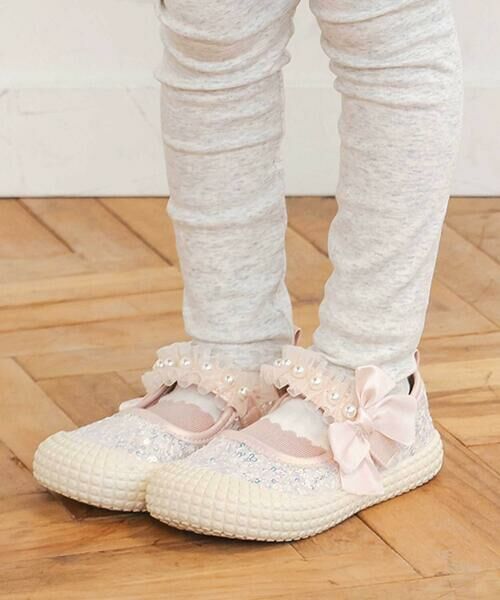 SLAP SLIP / スラップ スリップ フラットシューズ | キラキラスパンコールパールストラップシューズ(14~18cm) | 詳細1