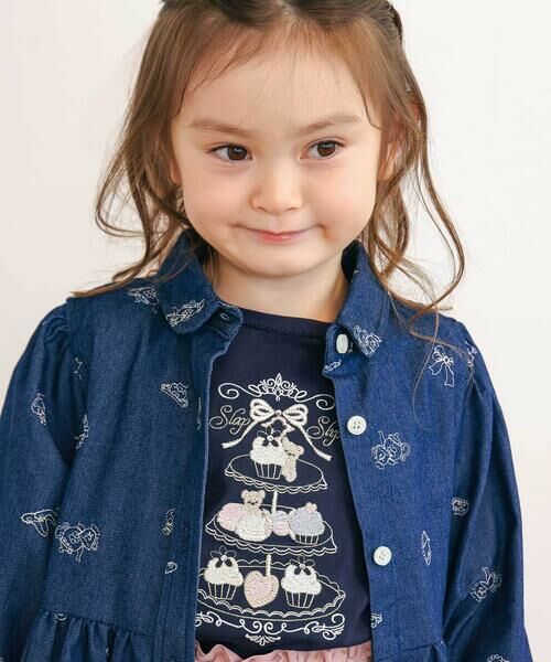 SLAP SLIP / スラップ スリップ ミニ丈・ひざ丈ワンピース | 刺しゅう総柄襟付きデニムワンピース(80~130cm) | 詳細2