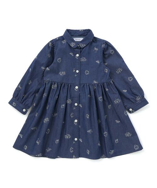 SLAP SLIP / スラップ スリップ ミニ丈・ひざ丈ワンピース | 刺しゅう総柄襟付きデニムワンピース(80~130cm) | 詳細3