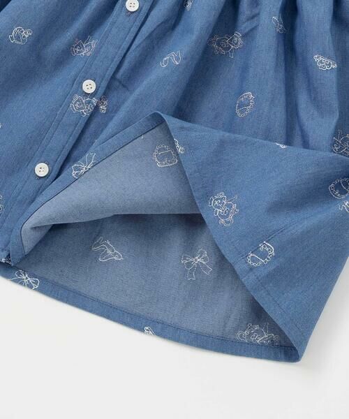 SLAP SLIP / スラップ スリップ ミニ丈・ひざ丈ワンピース | 刺しゅう総柄襟付きデニムワンピース(80~130cm) | 詳細11