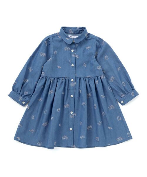 SLAP SLIP / スラップ スリップ ミニ丈・ひざ丈ワンピース | 刺しゅう総柄襟付きデニムワンピース(80~130cm) | 詳細5