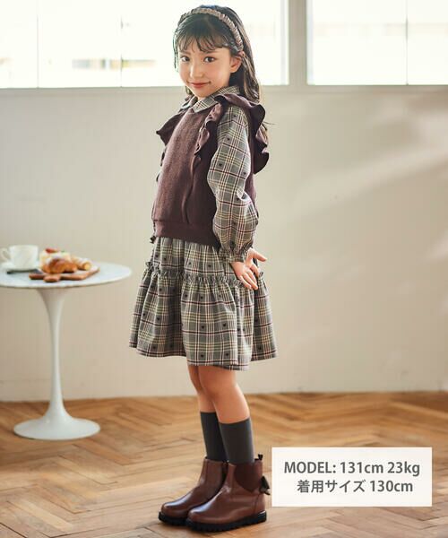 SLAP SLIP / スラップ スリップ その他 | 【お揃い】チェック花柄コーデュロイワンピース+ニットベスト2点セット(80~130cm) | 詳細18
