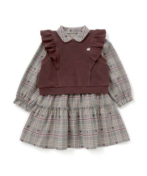 SLAP SLIP / スラップ スリップ その他 | 【お揃い】チェック花柄コーデュロイワンピース+ニットベスト2点セット(80~130cm) | 詳細20