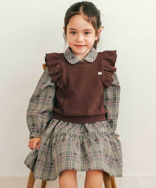 SLAP SLIP / スラップ スリップ その他 | 【お揃い】チェック花柄コーデュロイワンピース+ニットベスト2点セット(80~130cm) | 詳細29