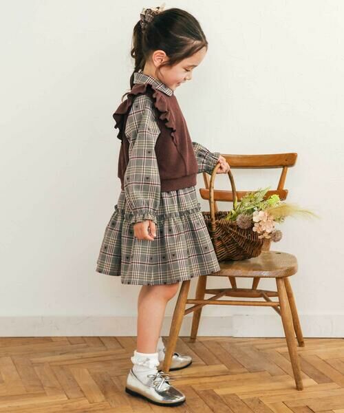 SLAP SLIP / スラップ スリップ その他 | 【お揃い】チェック花柄コーデュロイワンピース+ニットベスト2点セット(80~130cm) | 詳細30