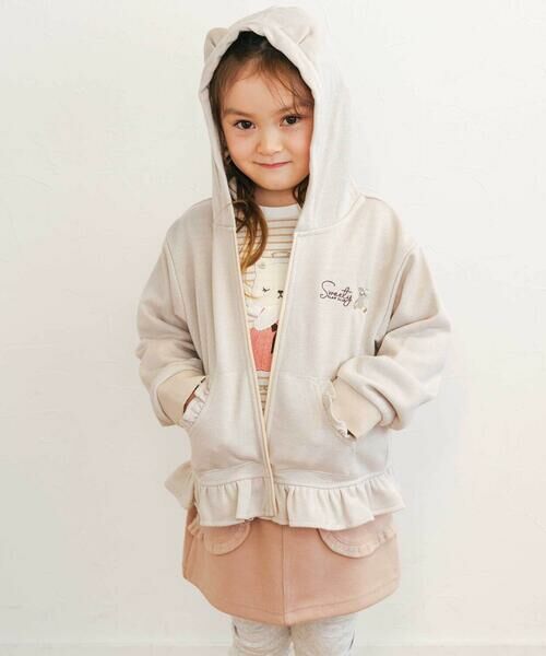 SLAP SLIP / スラップ スリップ パーカー | アニマルネコウサギ耳付きフード裾フリルフルジップパーカー(80~130cm) | 詳細3
