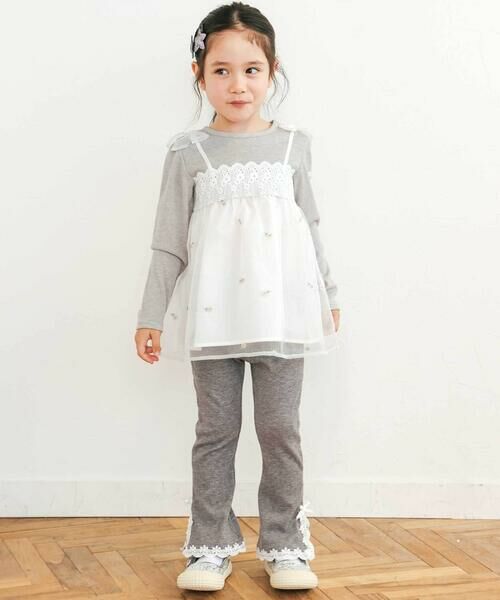 SLAP SLIP / スラップ スリップ レギンス・スパッツ | レースリボン裾フレア9分丈レギンス(80~130cm) | 詳細6