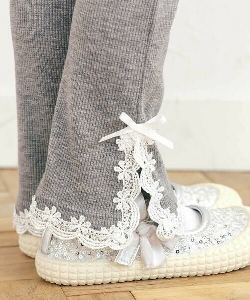 SLAP SLIP / スラップ スリップ レギンス・スパッツ | レースリボン裾フレア9分丈レギンス(80~130cm) | 詳細11