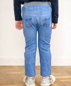 SLAP SLIP / スラップ スリップ チノ・ワークパンツ | 恐竜ロケットワッペンレースキラキラデニム風プリント8分丈パンツ(80~120cm)