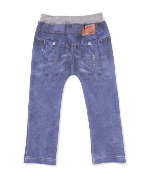 SLAP SLIP / スラップ スリップ チノ・ワークパンツ | 恐竜ロケットワッペンレースキラキラデニム風プリント8分丈パンツ(80~120cm) | 詳細1