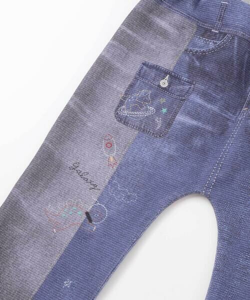 SLAP SLIP / スラップ スリップ チノ・ワークパンツ | 恐竜ロケットワッペンレースキラキラデニム風プリント8分丈パンツ(80~120cm) | 詳細3