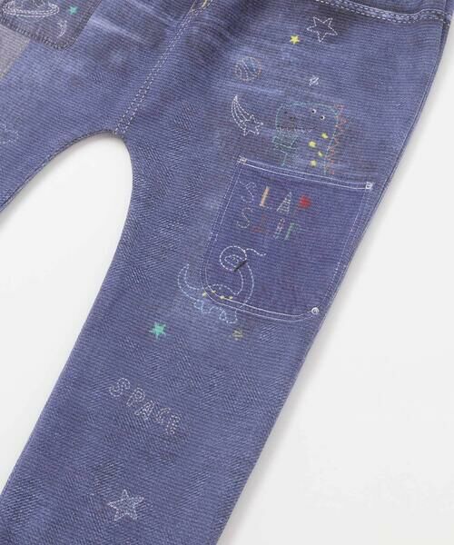 SLAP SLIP / スラップ スリップ チノ・ワークパンツ | 恐竜ロケットワッペンレースキラキラデニム風プリント8分丈パンツ(80~120cm) | 詳細4