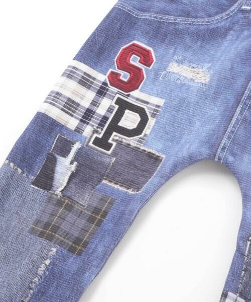 SLAP SLIP / スラップ スリップ チノ・ワークパンツ | 恐竜ロケットワッペンレースキラキラデニム風プリント8分丈パンツ(80~120cm) | 詳細12