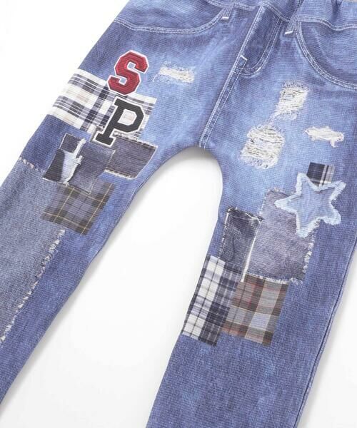 SLAP SLIP / スラップ スリップ チノ・ワークパンツ | 恐竜ロケットワッペンレースキラキラデニム風プリント8分丈パンツ(80~120cm) | 詳細13