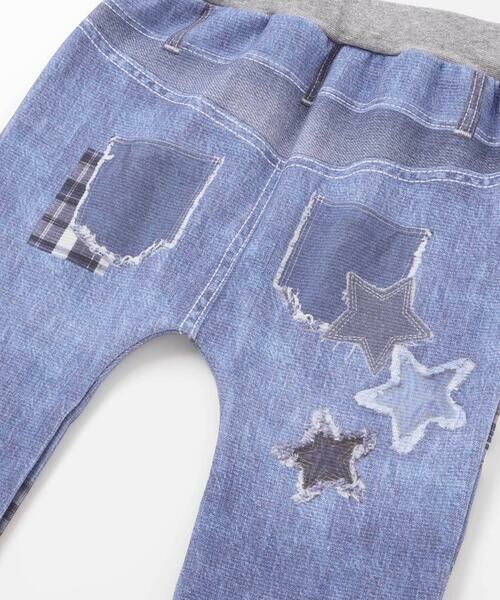 SLAP SLIP / スラップ スリップ チノ・ワークパンツ | 恐竜ロケットワッペンレースキラキラデニム風プリント8分丈パンツ(80~120cm) | 詳細14
