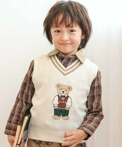 SLAP SLIP / スラップ スリップ ベスト | クマ刺しゅうラインリブニットベスト(80~130cm)