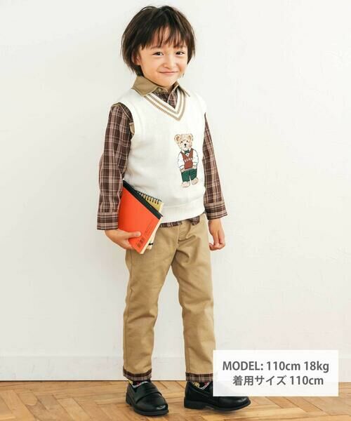 SLAP SLIP / スラップ スリップ ベスト | クマ刺しゅうラインリブニットベスト(80~130cm) | 詳細1