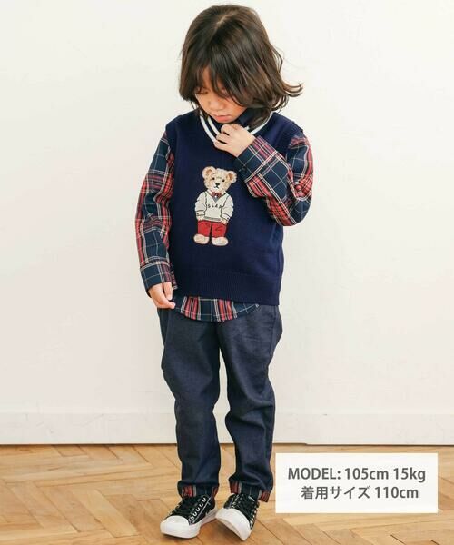 SLAP SLIP / スラップ スリップ ベスト | クマ刺しゅうラインリブニットベスト(80~130cm) | 詳細4