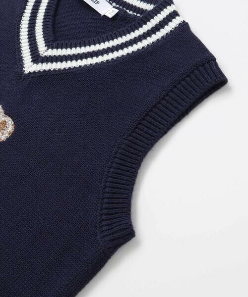 SLAP SLIP / スラップ スリップ ベスト | クマ刺しゅうラインリブニットベスト(80~130cm) | 詳細8