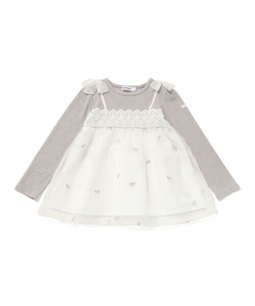 SLAP SLIP / スラップ スリップ Tシャツ | 花柄刺しゅうオーガンジービスチェドッキングTシャツ(80~130cm) | 詳細10