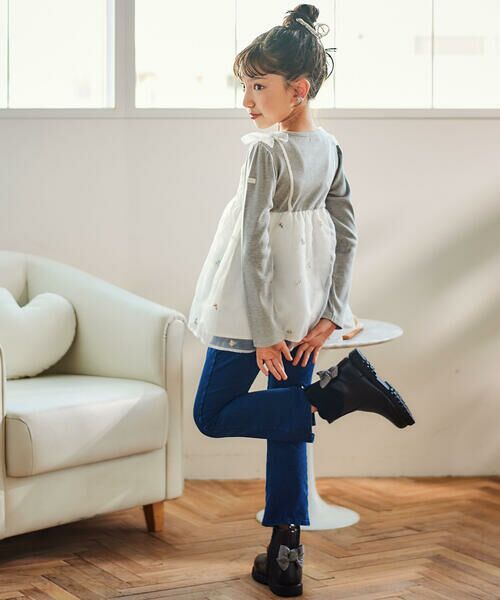 SLAP SLIP / スラップ スリップ Tシャツ | 花柄刺しゅうオーガンジービスチェドッキングTシャツ(80~130cm) | 詳細8