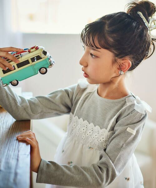 SLAP SLIP / スラップ スリップ Tシャツ | 花柄刺しゅうオーガンジービスチェドッキングTシャツ(80~130cm) | 詳細9