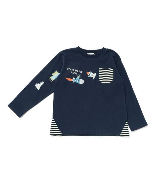 SLAP SLIP / スラップ スリップ Tシャツ | はたらくくるま恐竜ロケットプリントポケット付き長袖Tシャツ(80~130cm) | 詳細8