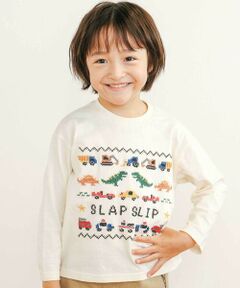 SLAP SLIP / スラップ スリップ Tシャツ | はたらくくるま恐竜ステッチ刺しゅうTシャツ(80~130cm)