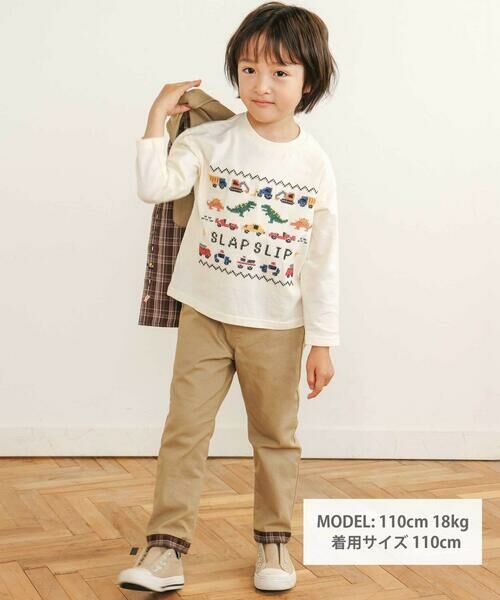 SLAP SLIP / スラップ スリップ Tシャツ | はたらくくるま恐竜ステッチ刺しゅうTシャツ(80~130cm) | 詳細1
