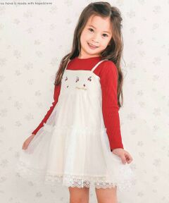 SLAP SLIP / スラップ スリップ ミニ丈・ひざ丈ワンピース | イチゴ刺しゅうフワフワチュールティアードドッキングワンピース(80~130cm)