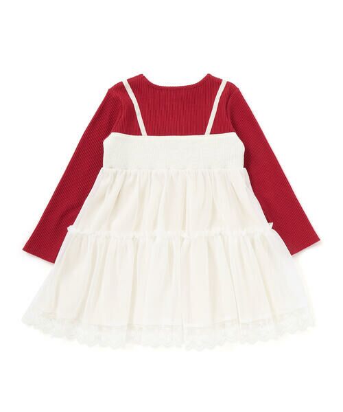 SLAP SLIP / スラップ スリップ ミニ丈・ひざ丈ワンピース | イチゴ刺しゅうフワフワチュールティアードドッキングワンピース(80~130cm) | 詳細15