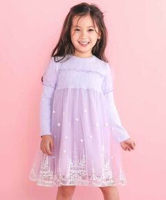 SLAP SLIP / スラップ スリップ ミニ丈・ひざ丈ワンピース | フワフワお城刺しゅうチュールドッキングワンピース(80~130cm)