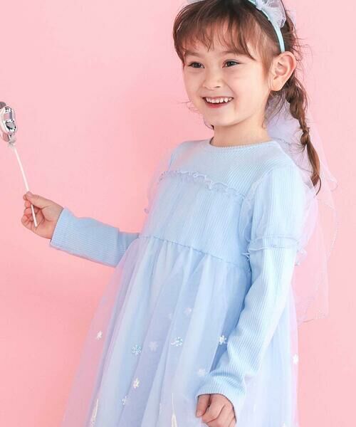 SLAP SLIP / スラップ スリップ ミニ丈・ひざ丈ワンピース | フワフワお城刺しゅうチュールドッキングワンピース(80~130cm) | 詳細2
