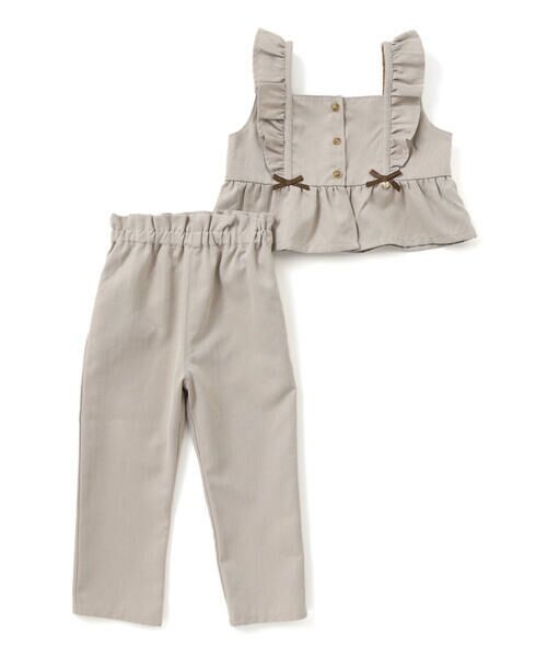 SLAP SLIP / スラップ スリップ セットアップ | 【お揃い】ヘリンボーンチェックフリルビスチェ+パンツセットアップ(80~130cm) | 詳細1