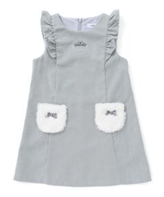 SLAP SLIP / スラップ スリップ ミニ丈・ひざ丈ワンピース | 肩フリルリボン付きファーポケットジャンパースカート(90~130cm)