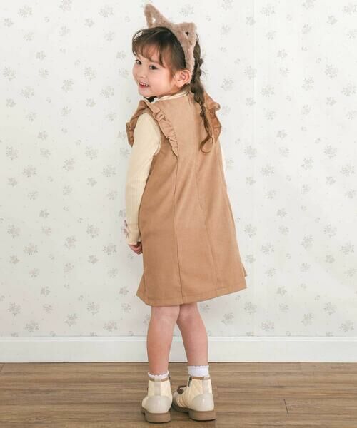 SLAP SLIP / スラップ スリップ ミニ丈・ひざ丈ワンピース | 肩フリルリボン付きファーポケットジャンパースカート(90~130cm) | 詳細5