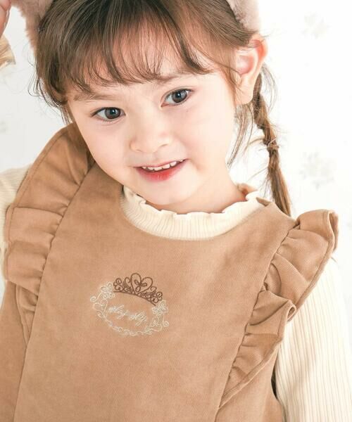 SLAP SLIP / スラップ スリップ ミニ丈・ひざ丈ワンピース | 肩フリルリボン付きファーポケットジャンパースカート(90~130cm) | 詳細6