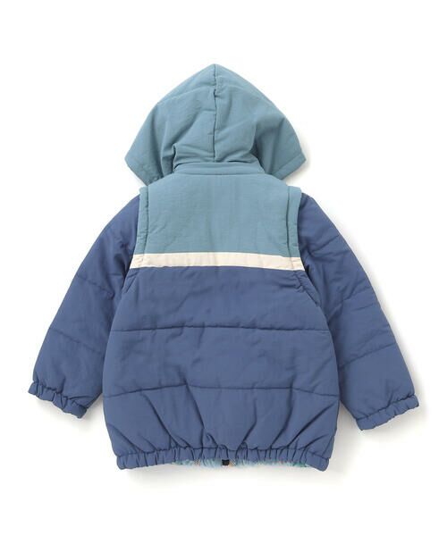 SLAP SLIP / スラップ スリップ ダウンジャケット・ベスト | 【お揃い】バイカラー恐竜ロケット総柄8WAYコート(80~130cm) | 詳細1