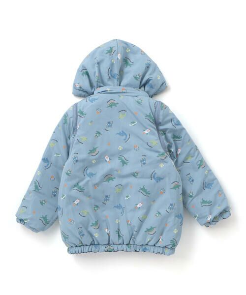 SLAP SLIP / スラップ スリップ ダウンジャケット・ベスト | 【お揃い】バイカラー恐竜ロケット総柄8WAYコート(80~130cm) | 詳細3