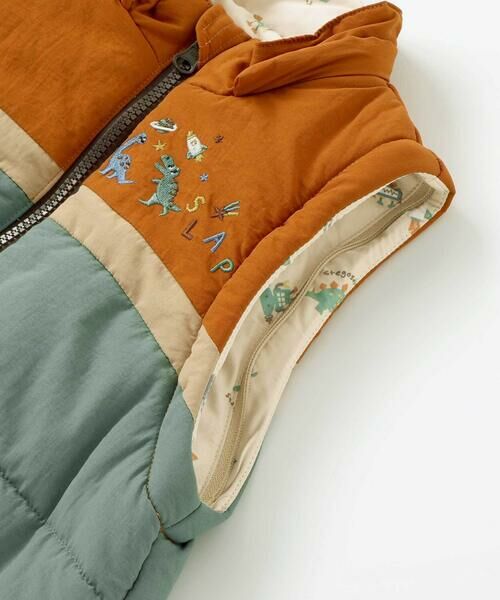 SLAP SLIP / スラップ スリップ ダウンジャケット・ベスト | 【お揃い】バイカラー恐竜ロケット総柄8WAYコート(80~130cm) | 詳細12