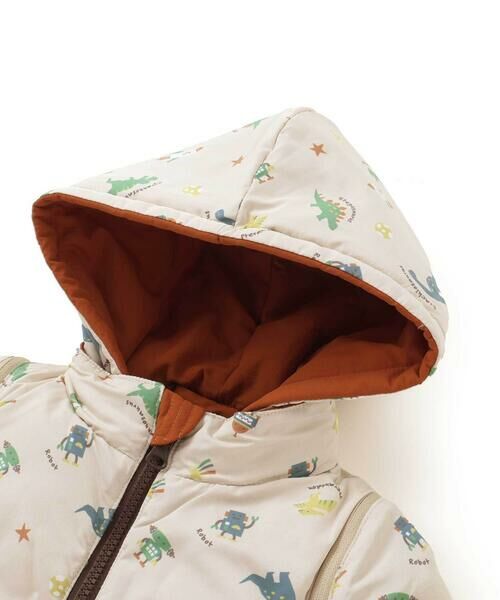 SLAP SLIP / スラップ スリップ ダウンジャケット・ベスト | 【お揃い】バイカラー恐竜ロケット総柄8WAYコート(80~130cm) | 詳細15